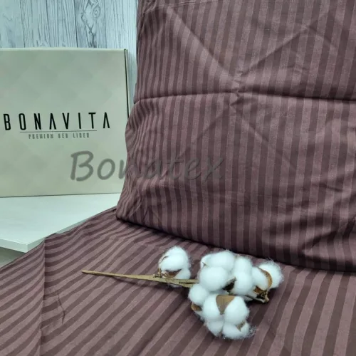Постільна білизна BonaVita двоспальна Ранфорс Смужка Кроричнева (341-0098 brown)