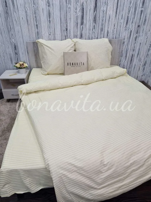 Постільна білизна BonaVita євро Ранфорс Смужка молочна (351-0098 cream)