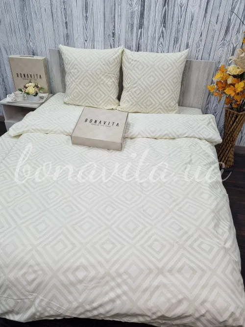 Постільна білизна BonaVita євро Ранфорс Ромб молочний (351-0260 cream)