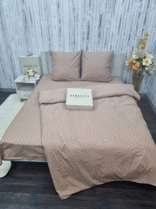 Постільна білизна BonaVita євро Ранфорс Ромб бежевий (351-0260 beige)
