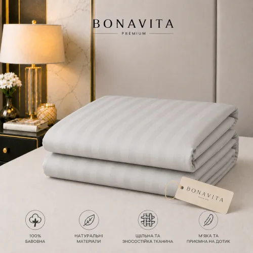 Постільна білизна BonaVita двоспальна Ранфорс Смужка світло сіра (341-0098 lt grey)