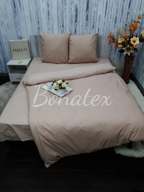 Постільна білизна BonaVita євро Ранфорс Бежева смужка (351-0098 beige)