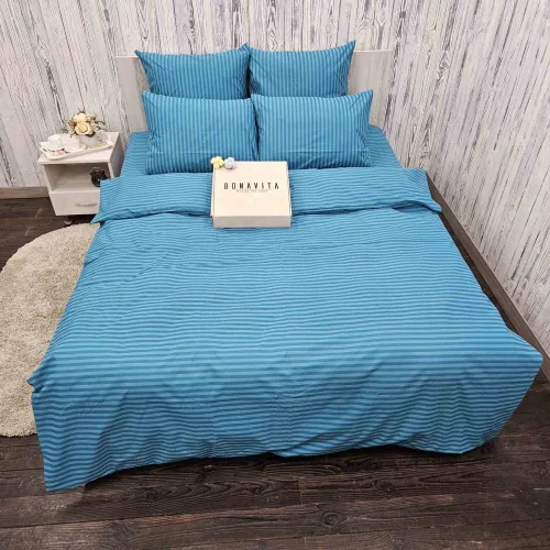 Постільна білизна BonaVita двоспальна Ранфорс Смужка бірюзова (341-0098 turquoise)
